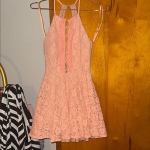 Windsor Blush Lace Halter Dress